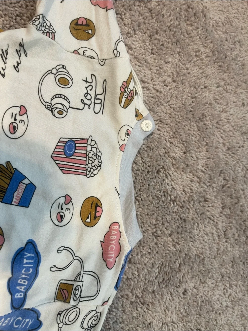 Cream Kids Pajama Set with Snack Print